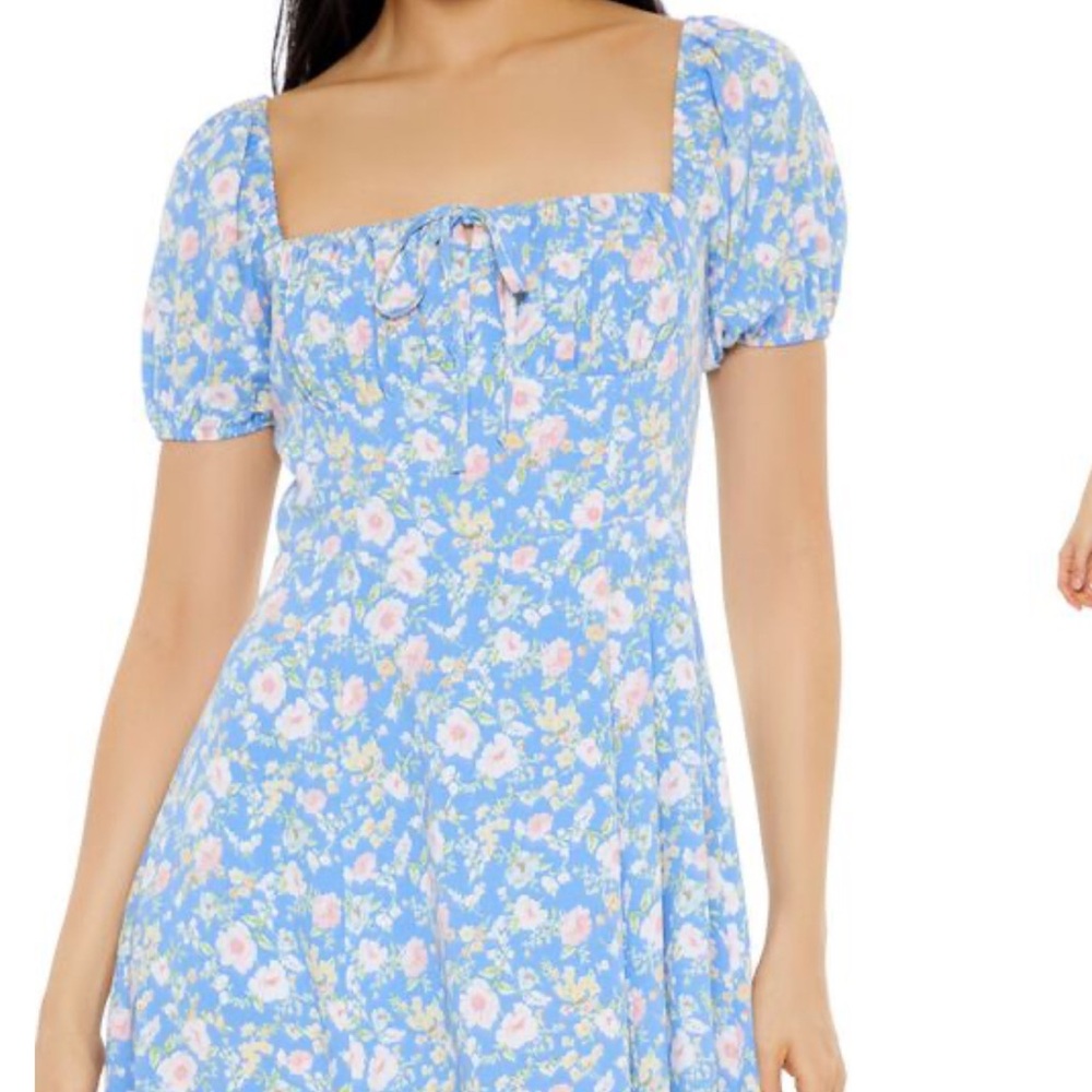Floral Blue Midi Dress